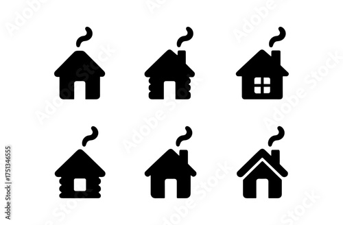 Cozy cabin icon set for digital design and winter themes