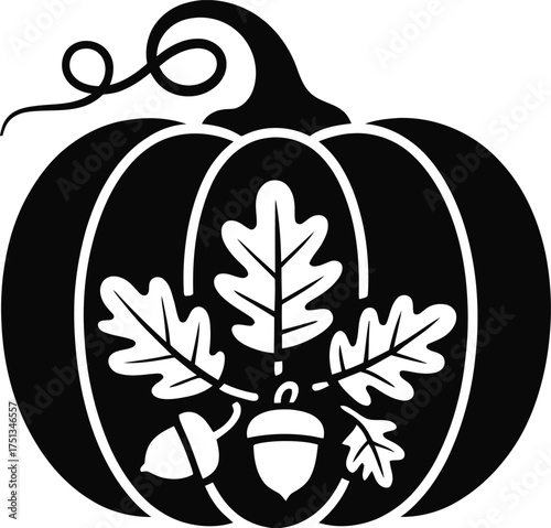 Vector art of pumpkin with leaves.