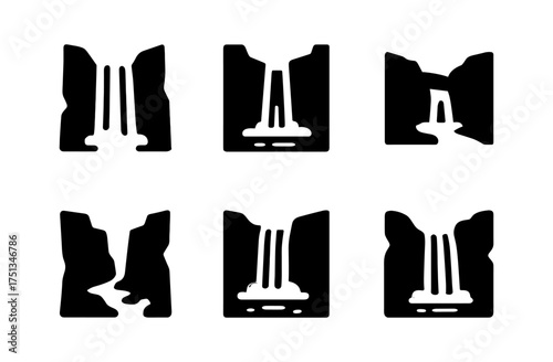 Minimalist waterfall icon set for design and decoration projects