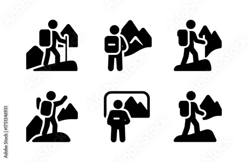 Minimalist hiker icon set for outdoor and adventure designs