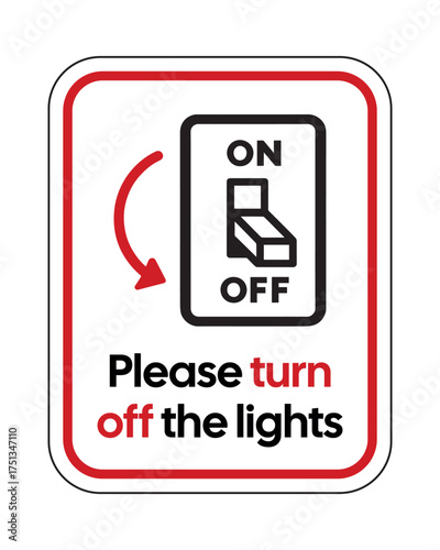 Energy Conservation Reminder Sign – High-Quality Vectorial Stock Image