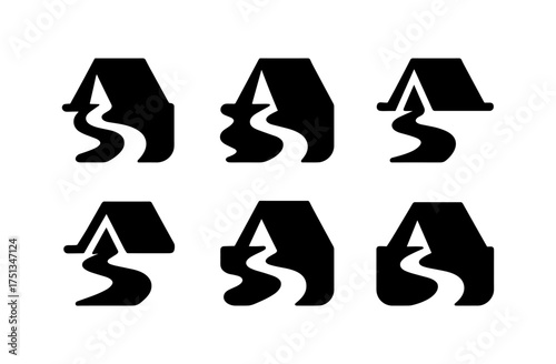 Minimalist camping icon set for outdoor adventure and design projects
