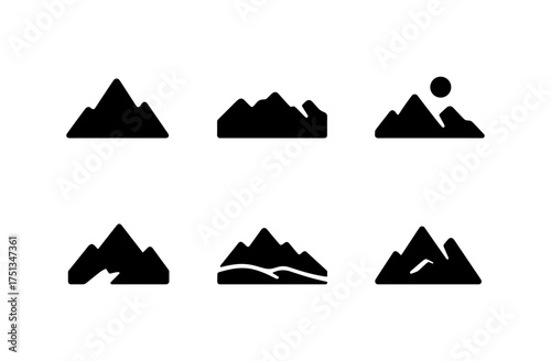 Minimalist mountain icon set for design projects and nature themes