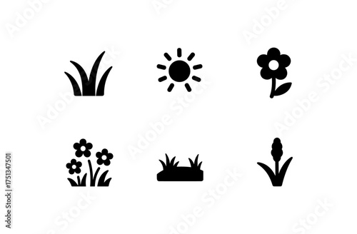 Summer meadow icons collection for nature-themed designs