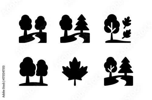 Autumn trail icons set for nature and outdoor design projects