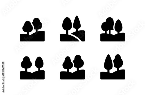 Autumn hill icon collection for minimalist design – perfect for seasonal projects, cards, and prints
