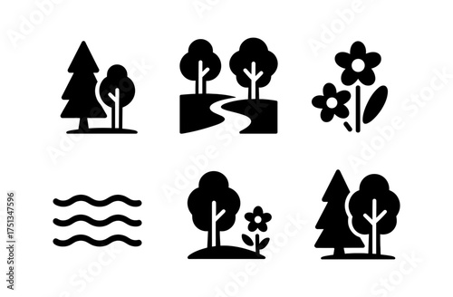 Spring forest icons collection for nature themed designs and prints
