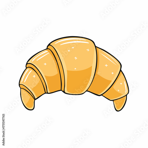 Baked croissant pastry detailed flaky texture on a plain background