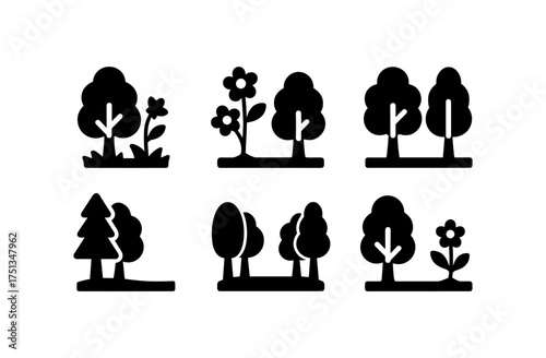 Minimalist spring woods icons collection for nature-inspired designs