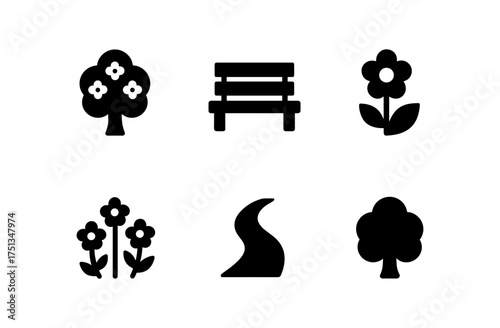 Spring park themed vector icons for nature and outdoor design projects