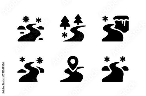 Winter themed path icons for seasonal design - perfect for holiday cards and prints