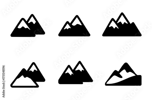 Winter mountain icons set for minimalist design and composition