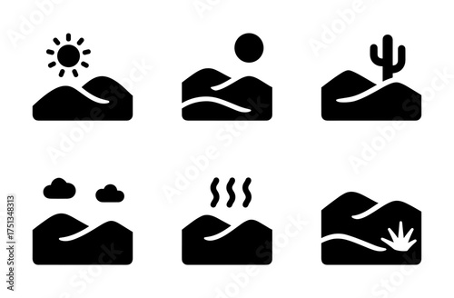 Minimalist desert landscape icon set for design and decoration