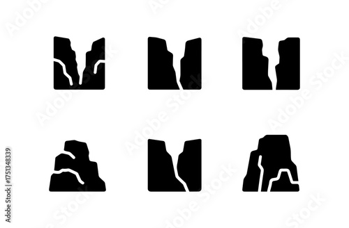 Minimalist canyon icon set for graphic design and branding projects