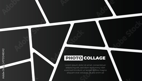 five hanging photo frames on black background