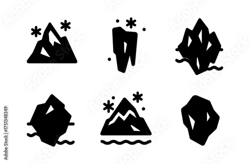 Minimalist glacier icon set for nature and adventure design projects