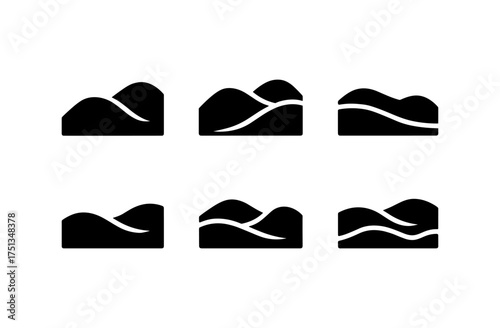 Minimalist hillside icon set for graphic design and app interfaces