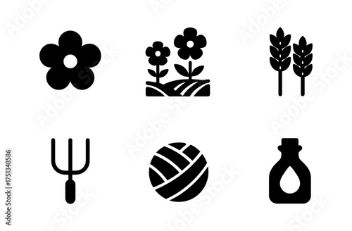 Flax farming symbols for agricultural design projects