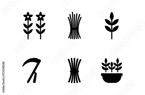Minimalist jute field icons collection for nature and agriculture designs