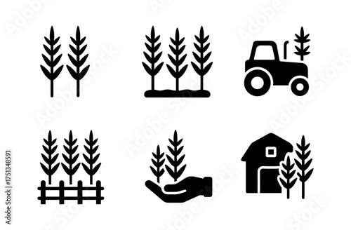 Hemp icon collection highlighting farming and agriculture elements for design projects