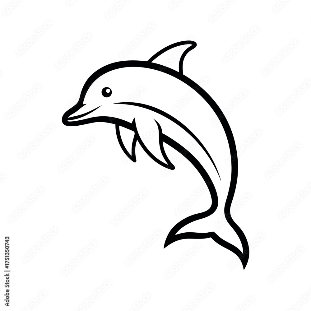 Fototapeta premium dolphin jump outline line art vector