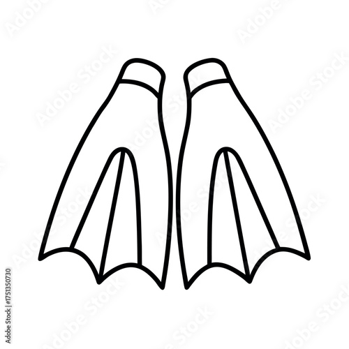 diving fins outline line art vector