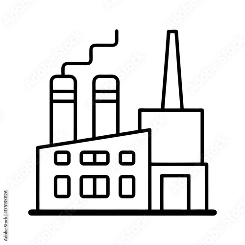 factory outline line art vector
