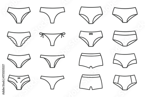 Vector collection of women's underwear styles and designs