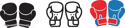 Boxing Gloves Icons Set sport fight