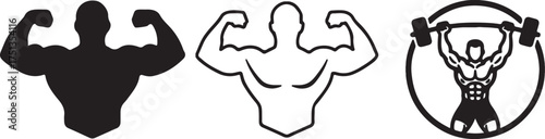 Bodybuilder Posing With Barbell Silhouette bodybuilding