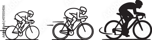 Cyclist Silhouette Icons cycling bicycle