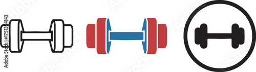 Dumbbell Icons Set weight fitness