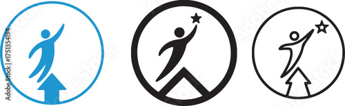 Reaching for Star Icons illustration person