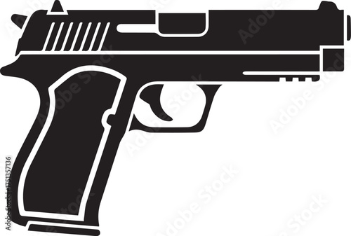 Modern Automatic Pistol, Flat and Tactical vector illustration
