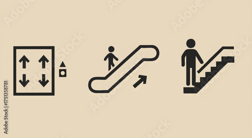 Elevator & Escalator Icons Modern Transportation Guide