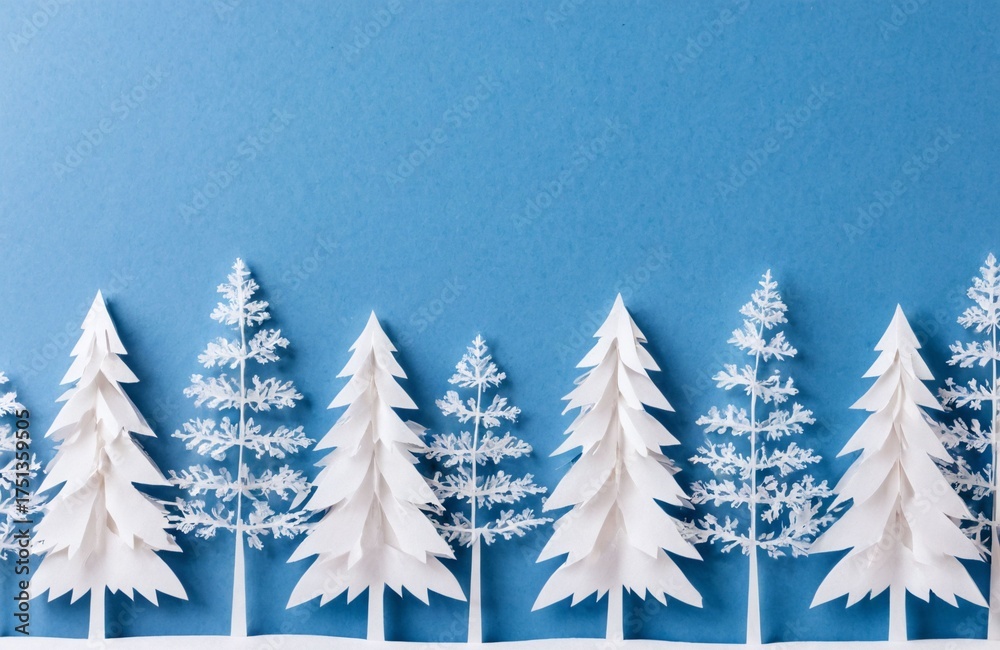 Obraz premium Winter Trees on a Light Background, Paper-Cut Style
