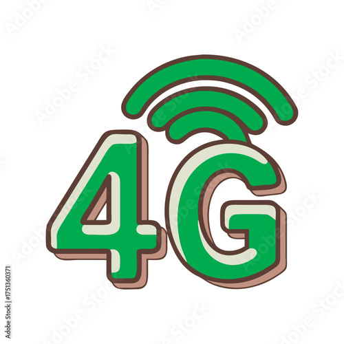 Green 4g mobile network signal icon with waves for wireless internet connectivity vector
