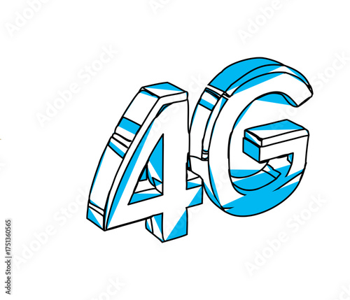 3d cyan 4g logo symbol representing mobile internet technology and connectivity vector