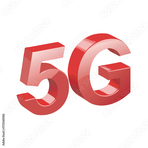 High-speed 5g wireless technology network symbol with bold red 3d text vector