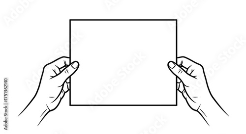 Hands holding a blank white paper sheet, ready for content creation or presentation.