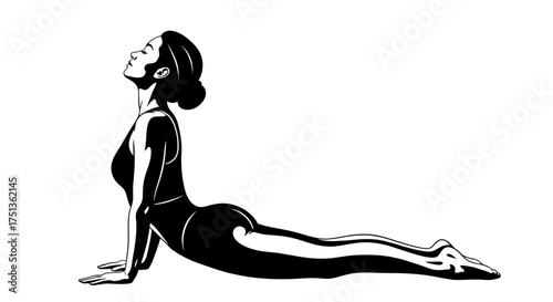 Graceful woman in yoga pose, stretching her body and reaching for the sky.