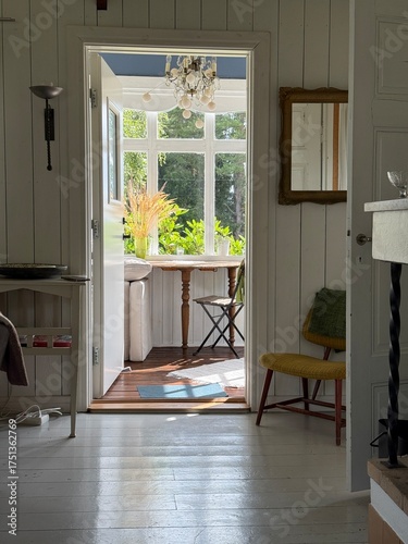 Doorway into an old Swedish cabin 