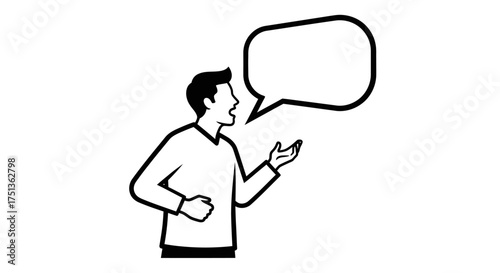 Man speaking with a speech bubble, conveying communication and ideas