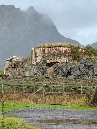 Gun emplacement bunker ruin in Lofoten, Norway