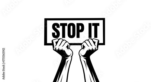 Hands holding sign demanding an end to something, conveying a strong message.