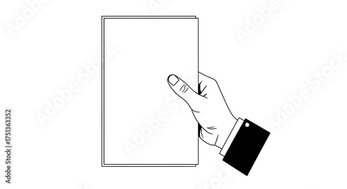Hand holding blank white paper, ready for content creation or presentation.