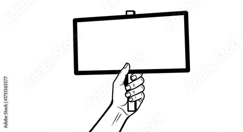 Hand holding a blank sign for custom messages and announcements