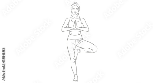 Serene woman practicing yoga tree pose for balance and mindfulness