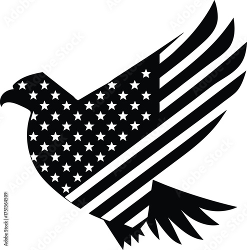 Patriotic Eagle with American Flag Wings Symbol of Freedom and National Pride