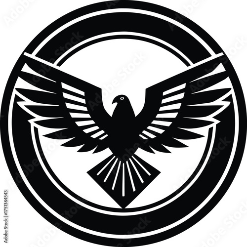 Eagle Silhouette in Circular Badge Design